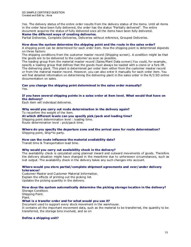 sap sd sample questions