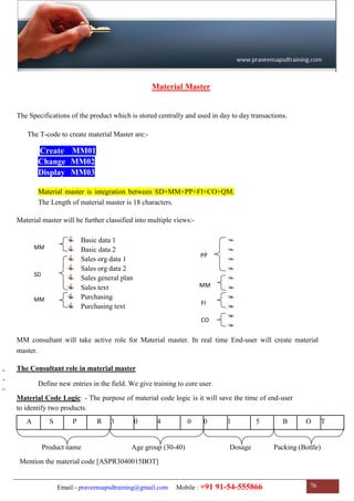 Mm03 Views SAP SD Training | SAP SD Configuration Guide | SAP SD Study Material | PDF