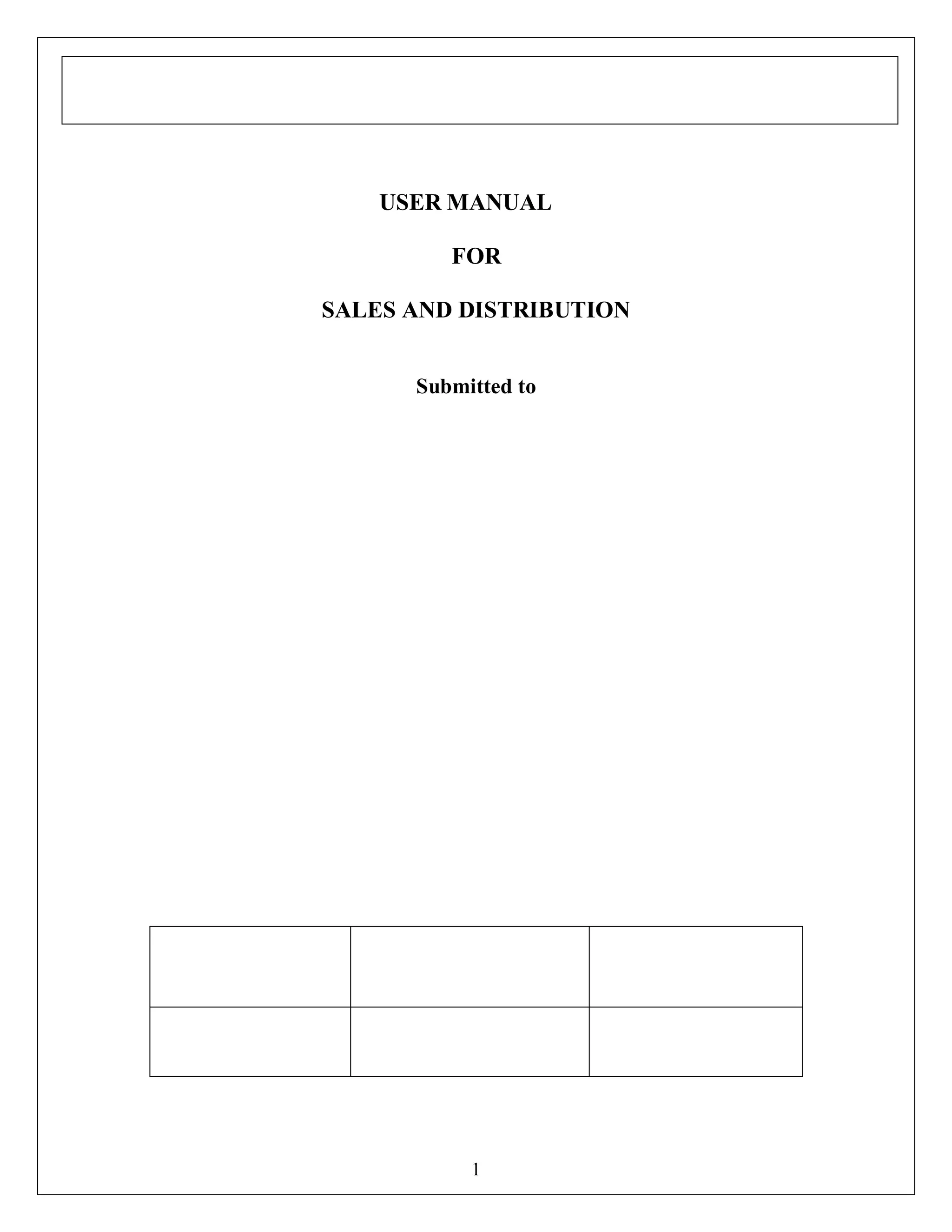 USER MANUAL
FOR
SALES AND DISTRIBUTION
Submitted to

1

 