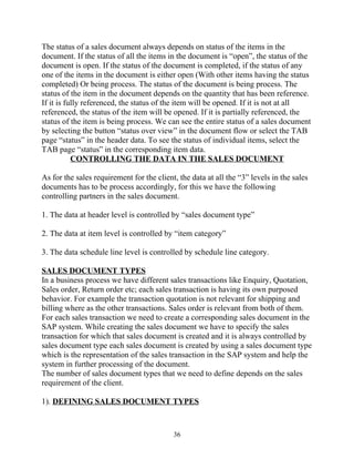 Sales Distribution Documents Process SAP-SD_Material for students in Sales and distribution | DOC