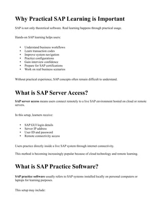 SAP Server Access vs SAP Practice Software – Which One is Better? | PDF