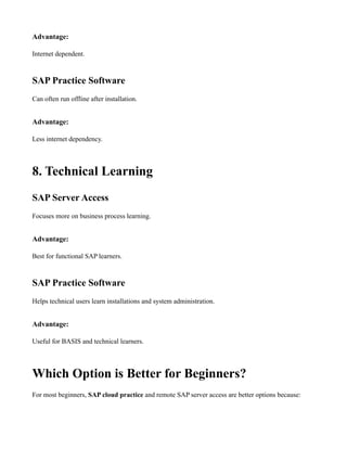 SAP Server Access vs SAP Practice Software – Which One is Better? | PDF
