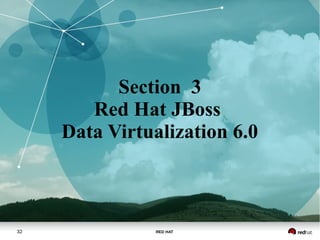 RED HAT32
Section 3
Red Hat JBoss
Data Virtualization 6.0
 