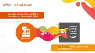 POR QUE FLUIG?
Crie dashboards com
indicadores e relatórios
ricos
Fique sincronizado com o
que ocorre no seu
negócio
Extraia informações
sobre seus processos
Garanta maior inteligência
na tomada de decisões
 