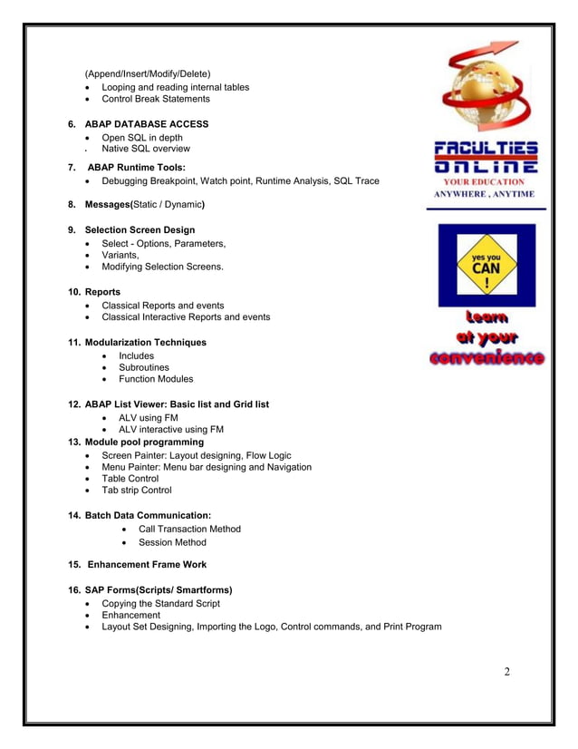 SAP ABAP Course Curriculum | PDF