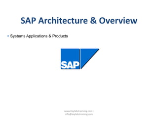 SAP Architecture & Overview
 Systems Applications & Products
www.Keylabstraininig.com ;
info@keylabstraining.com
 