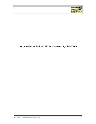 Introduction to SAP ABAP Development by Bob Panic
www.rockstarconsultinggroup.com 1
 