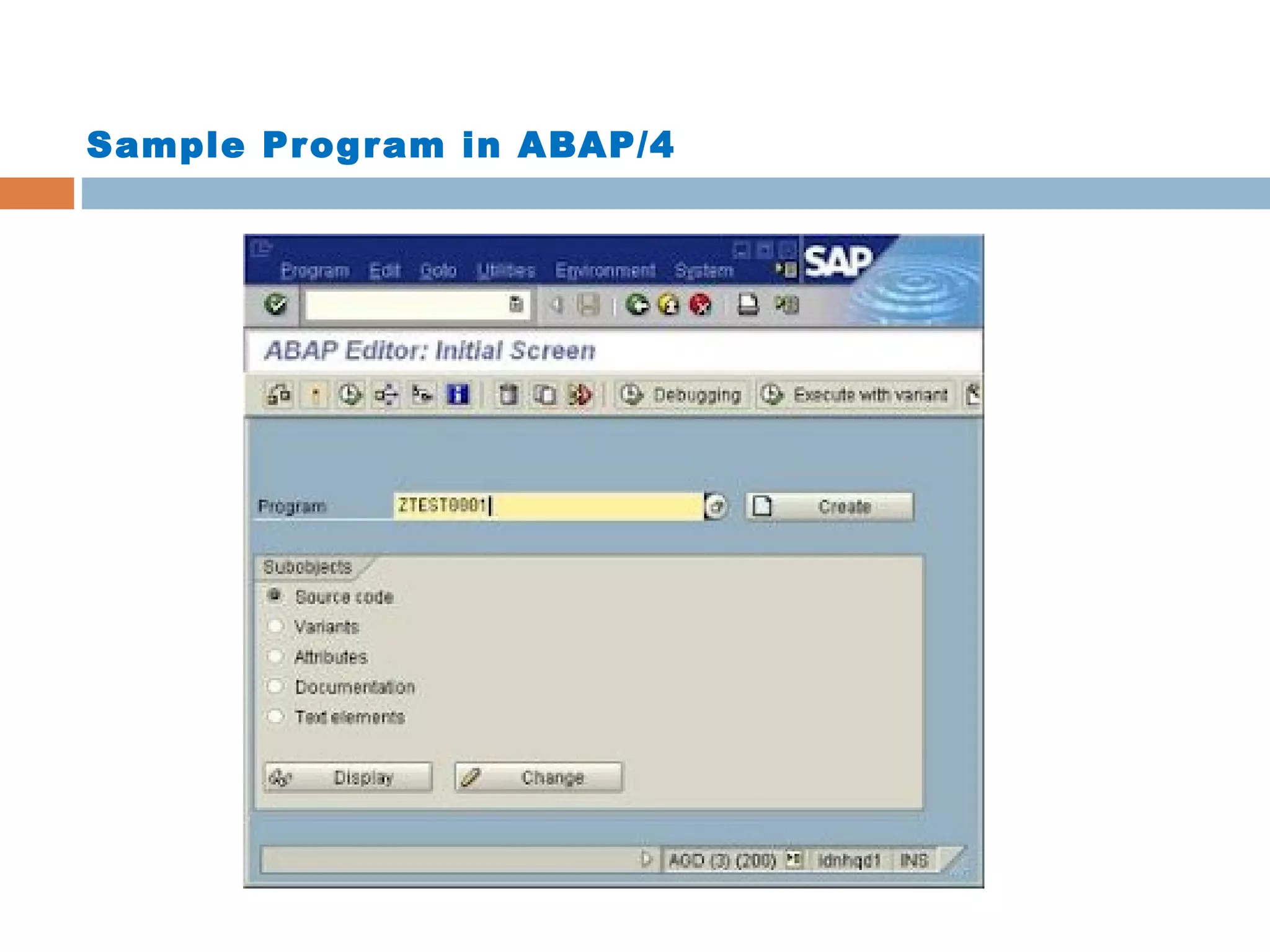 Sample Program in ABAP/4
 