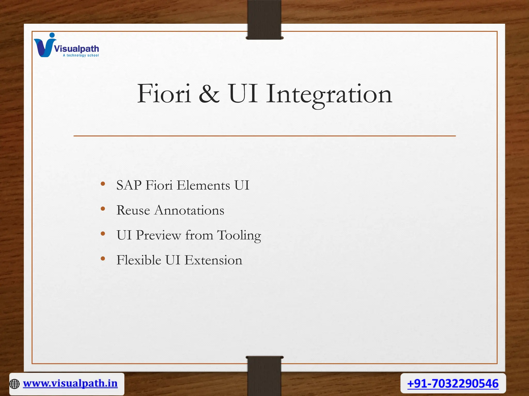 Fiori & UI Integration
• SAP Fiori Elements UI
• Reuse Annotations
• UI Preview from Tooling
• Flexible UI Extension