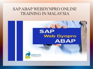 SAP ABAP WEBDYNPRO ONLINE
TRAINING IN MALAYSIA
 