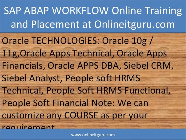 Sap Abap Workflow Online Training And Placement Assistance Sap abap workflow online training and placement assistance