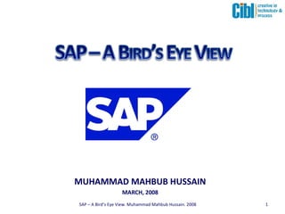 MUHAMMAD MAHBUB HUSSAIN MARCH, 2008 SAP – A Bird’s Eye View. Muhammad Mahbub Hussain. 2008 