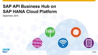 SAP API Business Hub on
SAP HANA Cloud Platform
Public
September, 2016
 