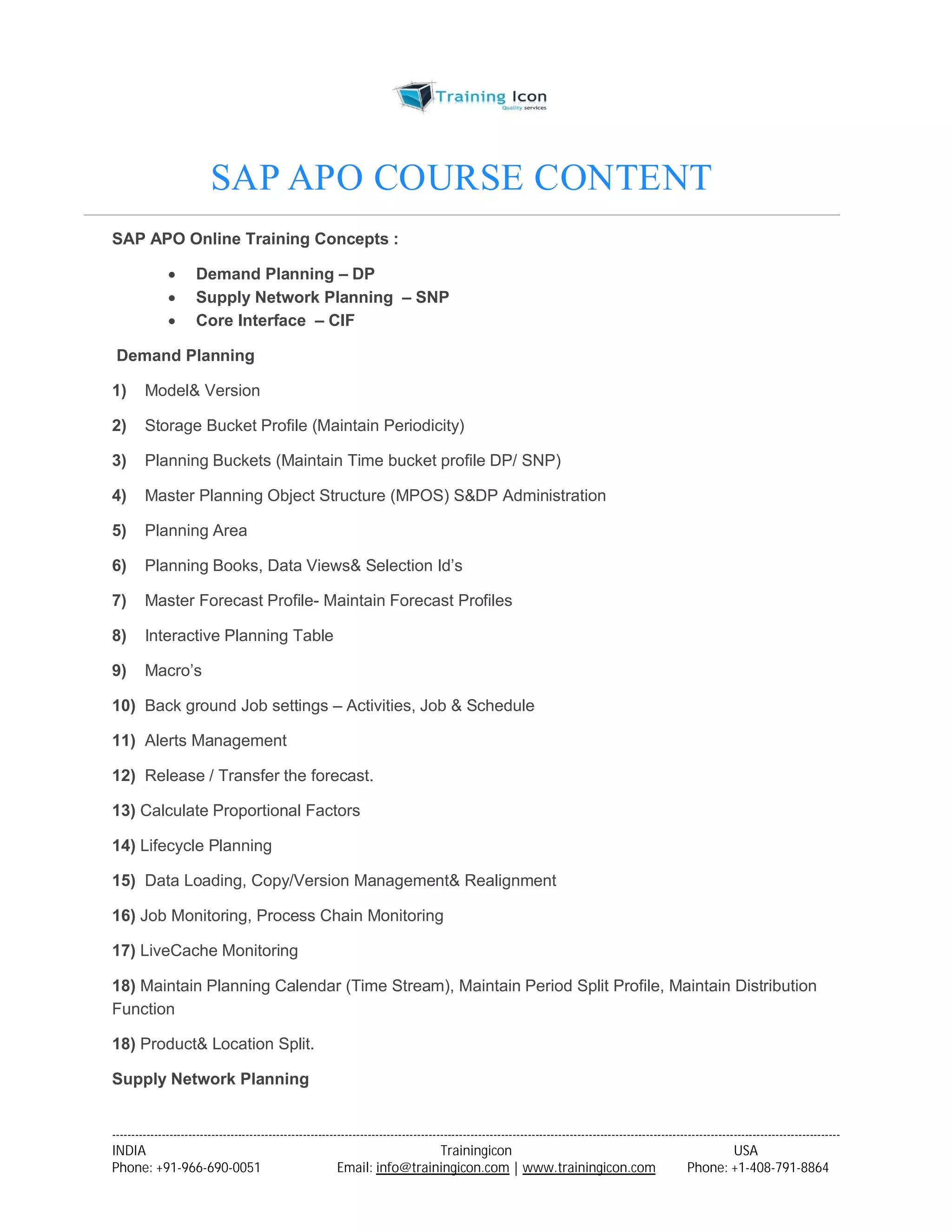 SAP APO ONLINE TRAINING PDF