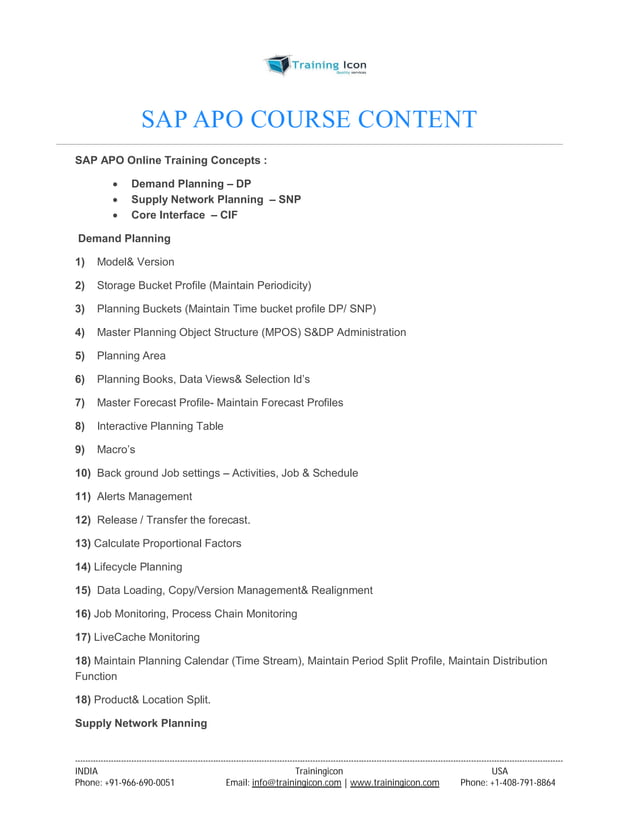 SAP APO ONLINE TRAINING PDF