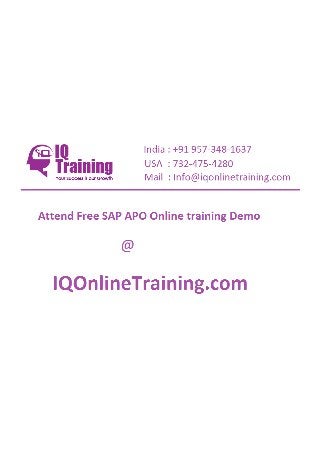 Sap apo online training in hyderabad india usa uk singapore australia