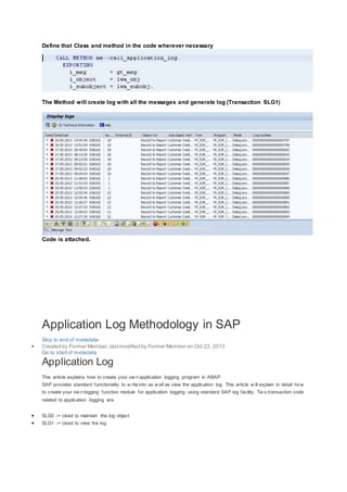 Sap application log