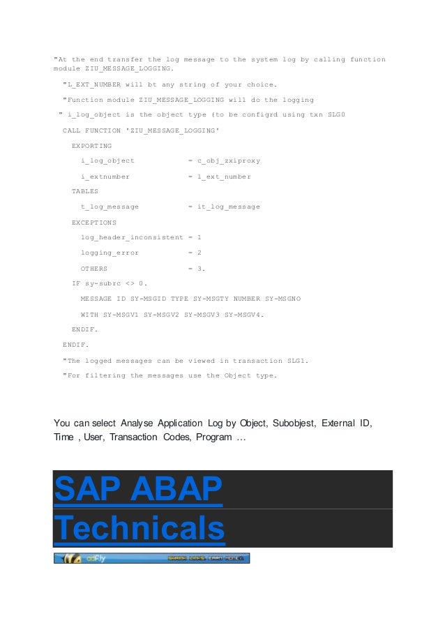 Sap application log