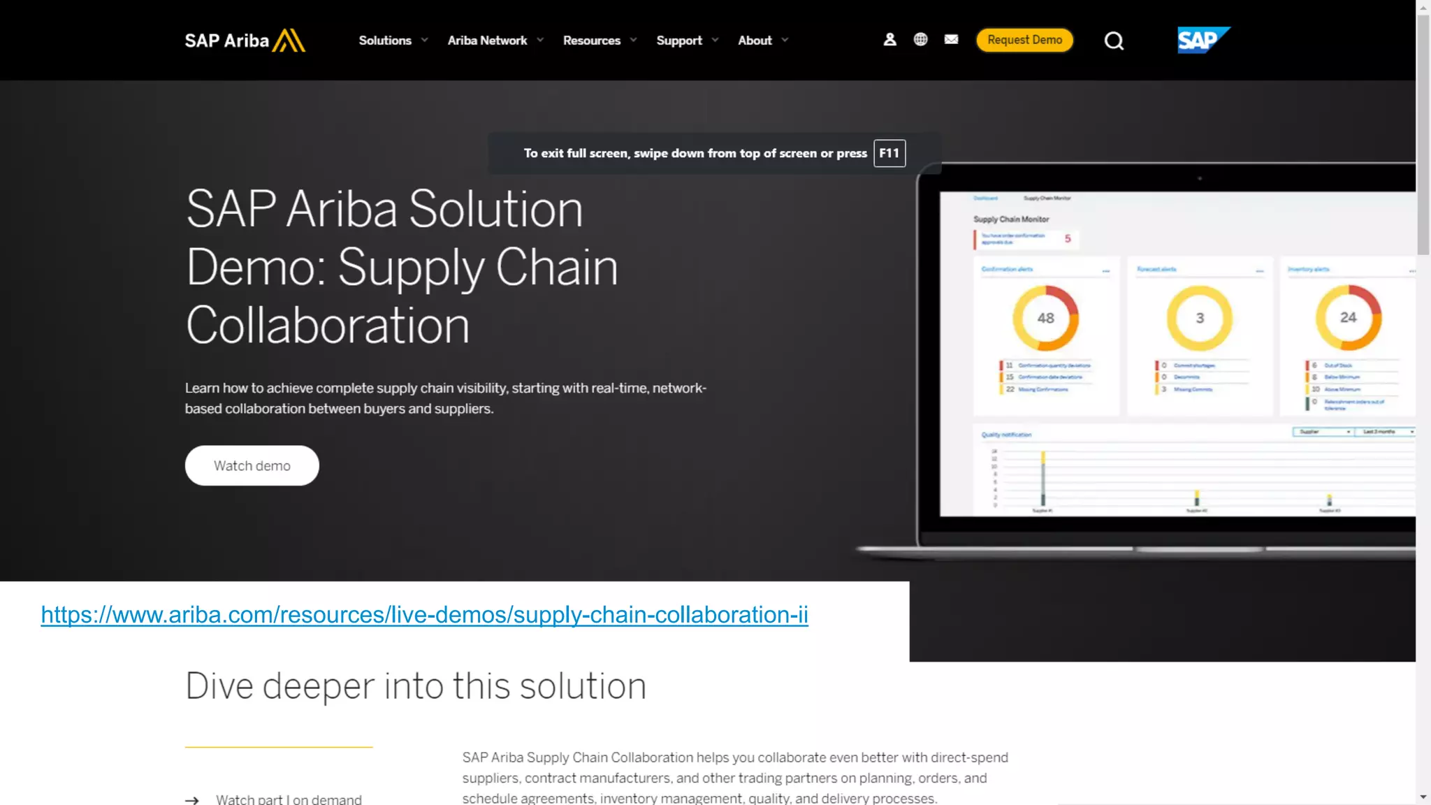 62
© 2021 SAP SE or an SAP affiliate company. All rights reserved. ǀ Public
Public
https://www.ariba.com/resources/live-demos/supply-chain-collaboration-ii
 