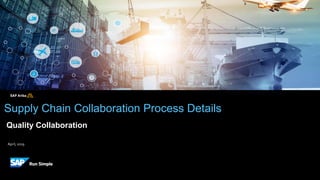April, 2019
Supply Chain Collaboration Process Details
Quality Collaboration
 
