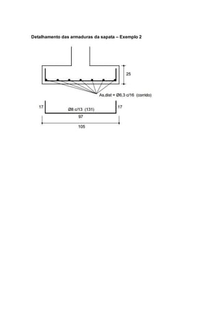 Detalhamento das armaduras da sapata – Exemplo 2
 