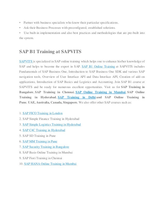 Sap b1 online training in mumbai