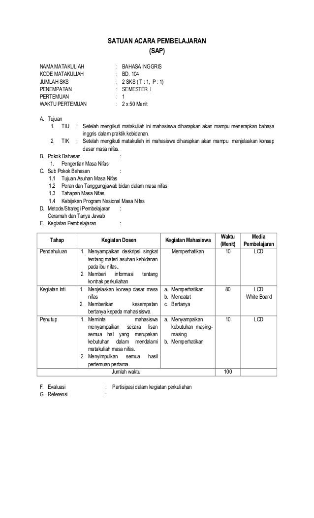 Kata Dalam Bahasa Inggris Mata Kuliah