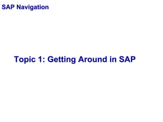 SAP Navigation
Topic 1: Getting Around in SAP
 