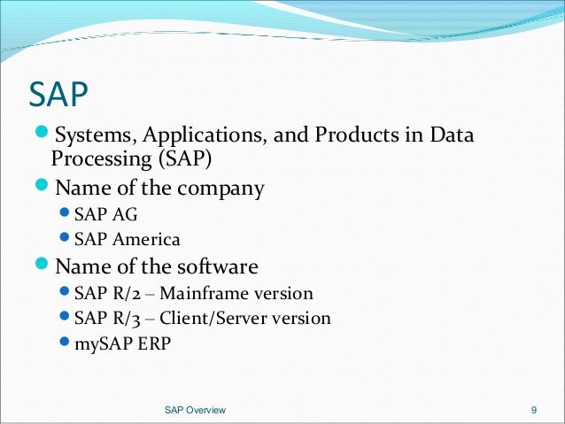 SAP Basics and Overview