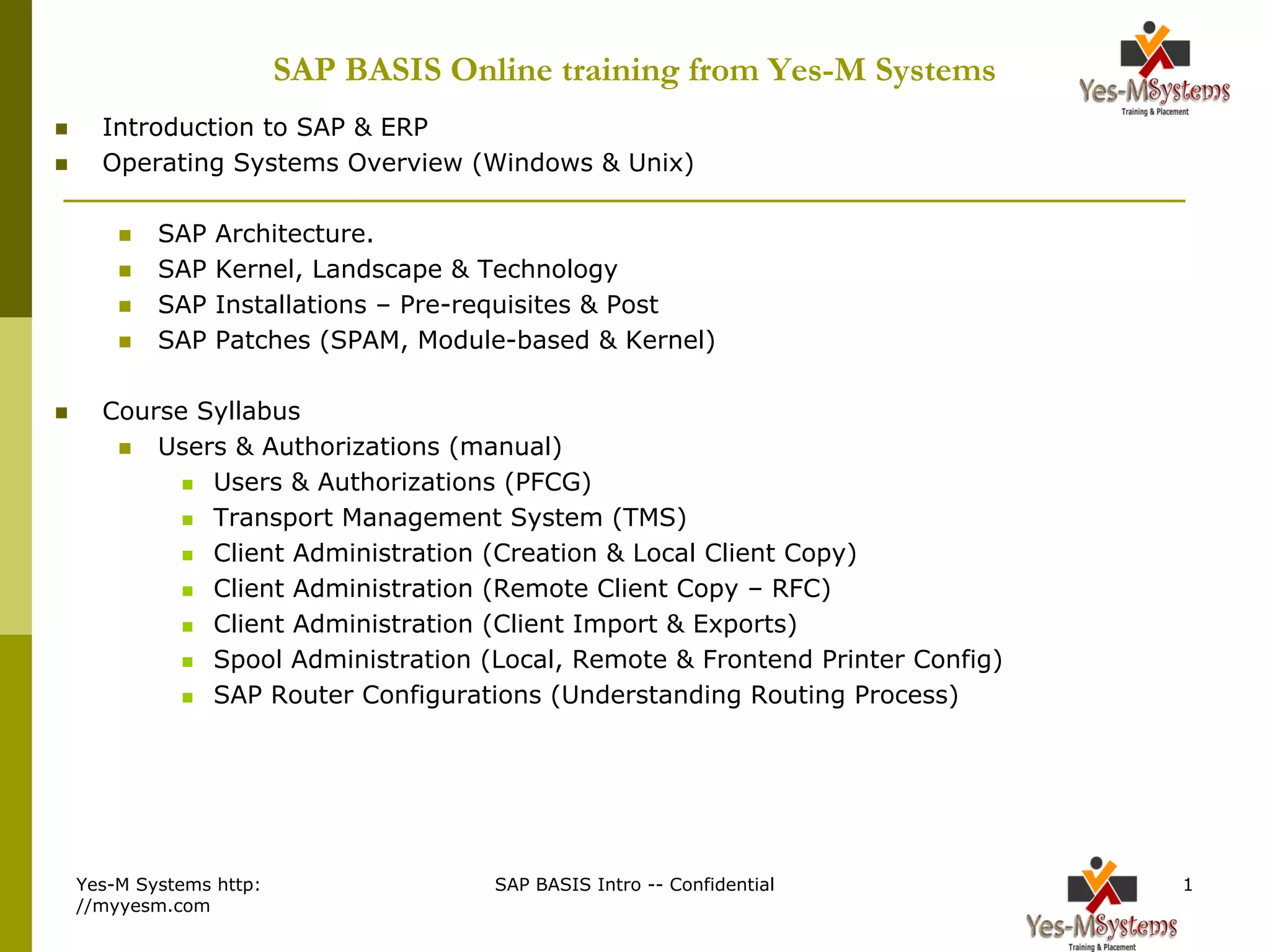 Sap basis course-contents | PDF | Operating Systems | Computer Software ...