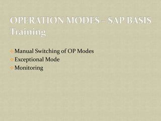 Manual Switching of OP Modes
Exceptional Mode
Monitoring
 