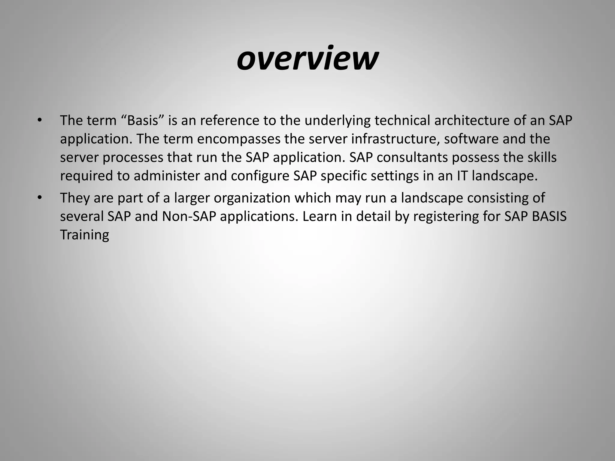 Sap basis ppt | PPTX