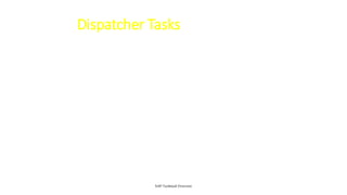 Dispatcher Tasks
• Balances the workload between the processes
• Buffer management in main memory
• Connection with the presentation level
• Organization of the communication processes
SAP Technical Overview
 