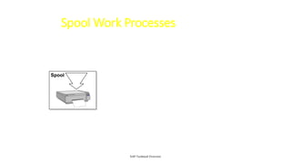 Spool Work Processes
SAP Technical Overview
• Responsible for formatting
the data for printing and
passing it to the host spool
system
• Only one spool work process
allowed per server
Spool
 