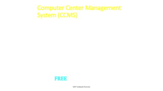 Computer Center Management
System (CCMS)
SAP Technical Overview
• Manages the entire system - database,
application, operating system
• Collection of tools and utilities which
allow you to monitor and manage the R/3
system
• Allows monitoring of multiple R/3
systems
• Comes FREE with each SAP system
 