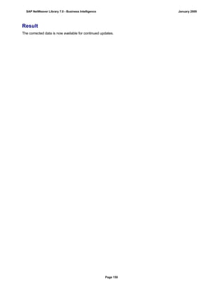Result
The corrected data is now available for continued updates.
SAP NetWeaver Library 7.0 - Business Intelligence January 2009
Page 150
 