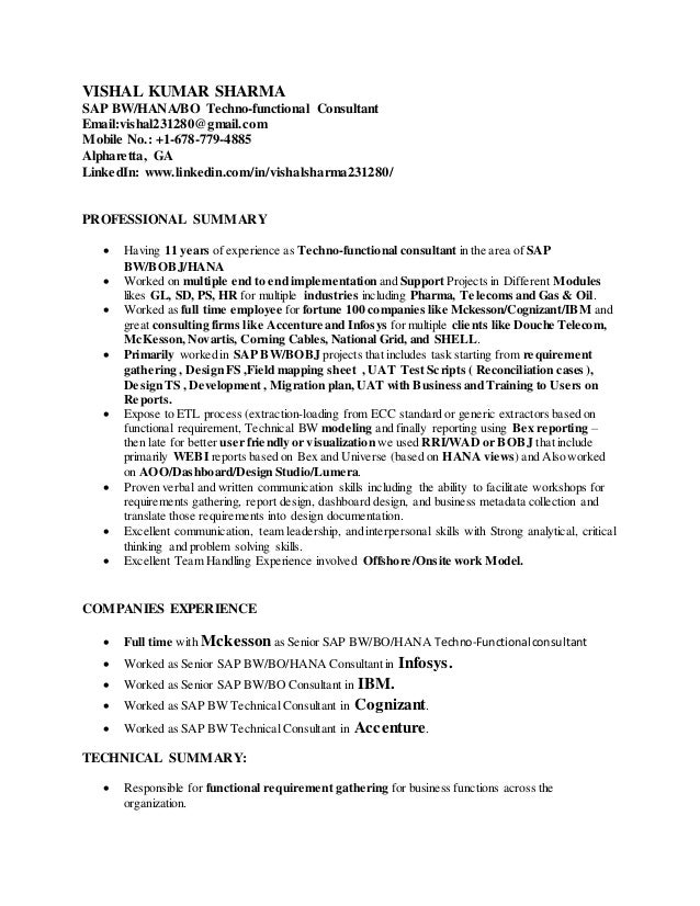 sap bi resumes