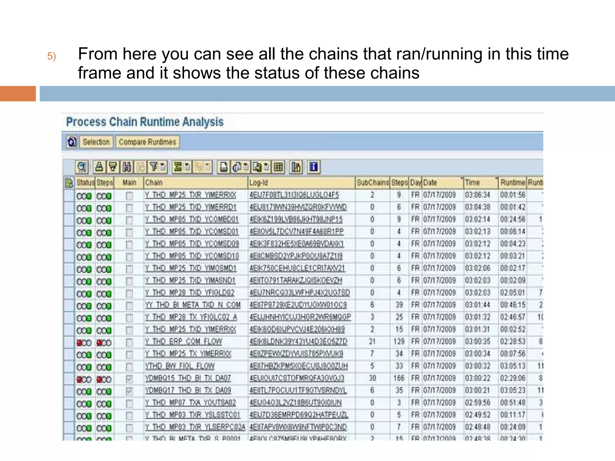 5)

From here you can see all the chains that ran/running in this time
frame and it shows the status of these chains

 