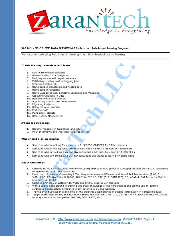 sap bi resumes