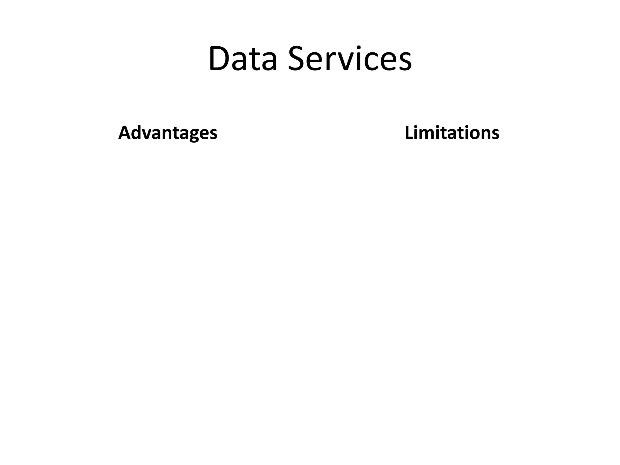 Data Services
Advantages Limitations
 