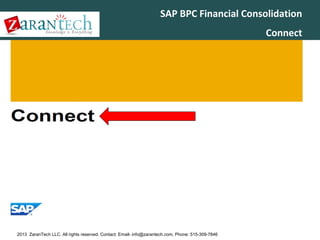 SAP BPC Financial Consolidation
Connect

2013 ZaranTech LLC. All rights reserved. Contact: Email- info@zarantech.com, Phone: 515-309-7846

 