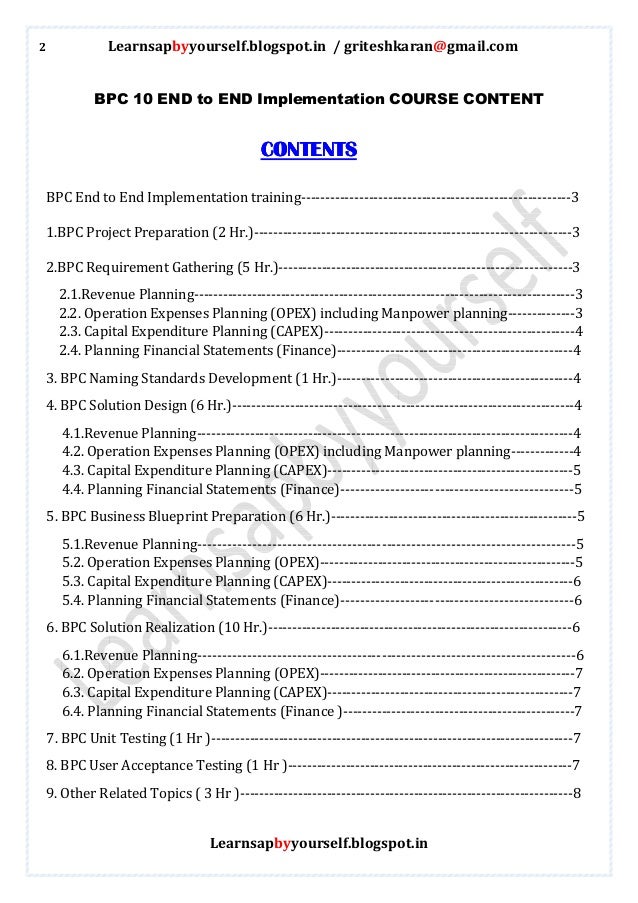 Sap bpc 10 end to end implementation training