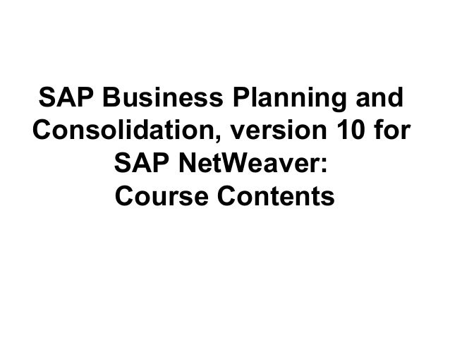 SAP Business Planning and Consolidation: Consolidation
