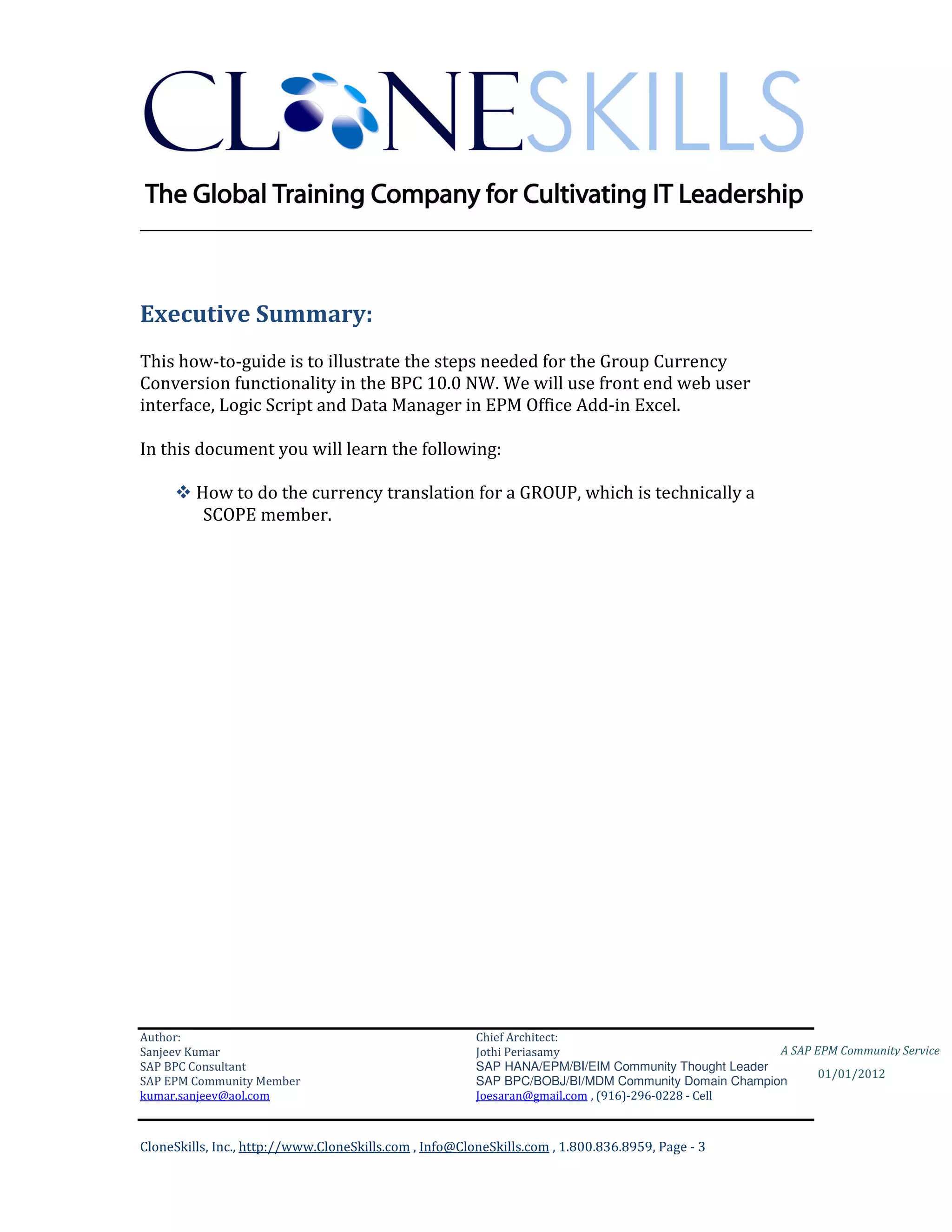 SAP BPC NW 10.0 Knowledgebase - Consolidations Group Currency ...