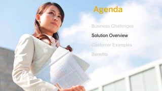 14Confidential 14© 2014 SAP SE or an SAP affiliate company. All rights reserved. 14© 2014 SAP SE or an SAP affiliate company. All rights reserved.
Agenda
Business Challenges
Solution Overview
Customer Examples
Benefits
 