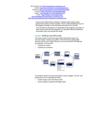 More Details blog:http://sandyclassic.wordpress.com
linkedin:https://www.linkedin.com/in/sandepsharma
slideshare:http://www.slideshare.net/SandeepSharma65
facebook:https://facebook.com/sandeepclassic
google+ http://google.com/+SandeepSharmaa
Twitter: https://twitter.com/sandeeclassic
http://thedatawarehouseclassics.wordpress.com
http://businessintelligencetechnologytrend.wordpress.com
 