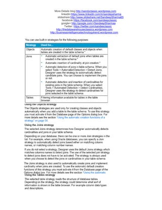 More Details blog:http://sandyclassic.wordpress.com
linkedin:https://www.linkedin.com/in/sandepsharma
slideshare:http://www.slideshare.net/SandeepSharma65
facebook:https://facebook.com/sandeepclassic
google+ http://google.com/+SandeepSharmaa
Twitter: https://twitter.com/sandeeclassic
http://thedatawarehouseclassics.wordpress.com
http://businessintelligencetechnologytrend.wordpress.com
 
