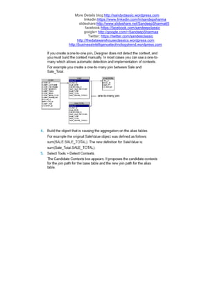 More Details blog:http://sandyclassic.wordpress.com
linkedin:https://www.linkedin.com/in/sandepsharma
slideshare:http://www.slideshare.net/SandeepSharma65
facebook:https://facebook.com/sandeepclassic
google+ http://google.com/+SandeepSharmaa
Twitter: https://twitter.com/sandeeclassic
http://thedatawarehouseclassics.wordpress.com
http://businessintelligencetechnologytrend.wordpress.com
 