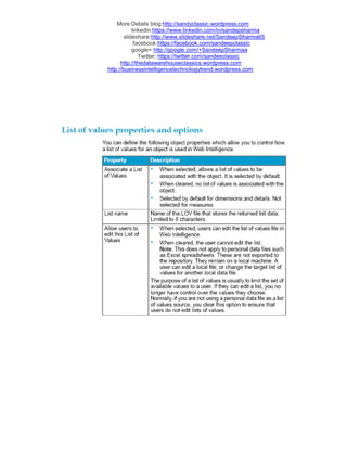 More Details blog:http://sandyclassic.wordpress.com
linkedin:https://www.linkedin.com/in/sandepsharma
slideshare:http://www.slideshare.net/SandeepSharma65
facebook:https://facebook.com/sandeepclassic
google+ http://google.com/+SandeepSharmaa
Twitter: https://twitter.com/sandeeclassic
http://thedatawarehouseclassics.wordpress.com
http://businessintelligencetechnologytrend.wordpress.com
 