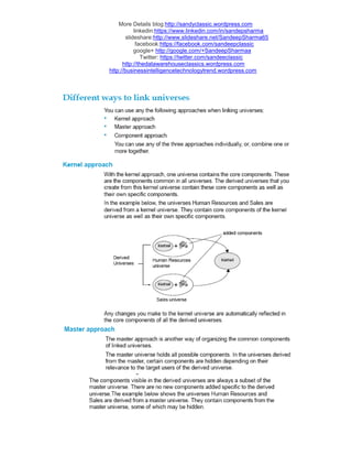 More Details blog:http://sandyclassic.wordpress.com
linkedin:https://www.linkedin.com/in/sandepsharma
slideshare:http://www.slideshare.net/SandeepSharma65
facebook:https://facebook.com/sandeepclassic
google+ http://google.com/+SandeepSharmaa
Twitter: https://twitter.com/sandeeclassic
http://thedatawarehouseclassics.wordpress.com
http://businessintelligencetechnologytrend.wordpress.com
 